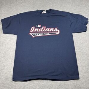 Bike T-Shirt Mens XL Blue Cleveland Indians MLB Baseball Sportswear Logo Graphic